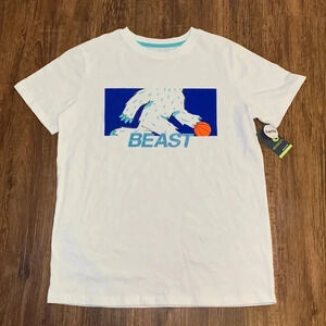 Big Boys Xersion Beast Graphic T-Shirt White Tee 14/16 Husky